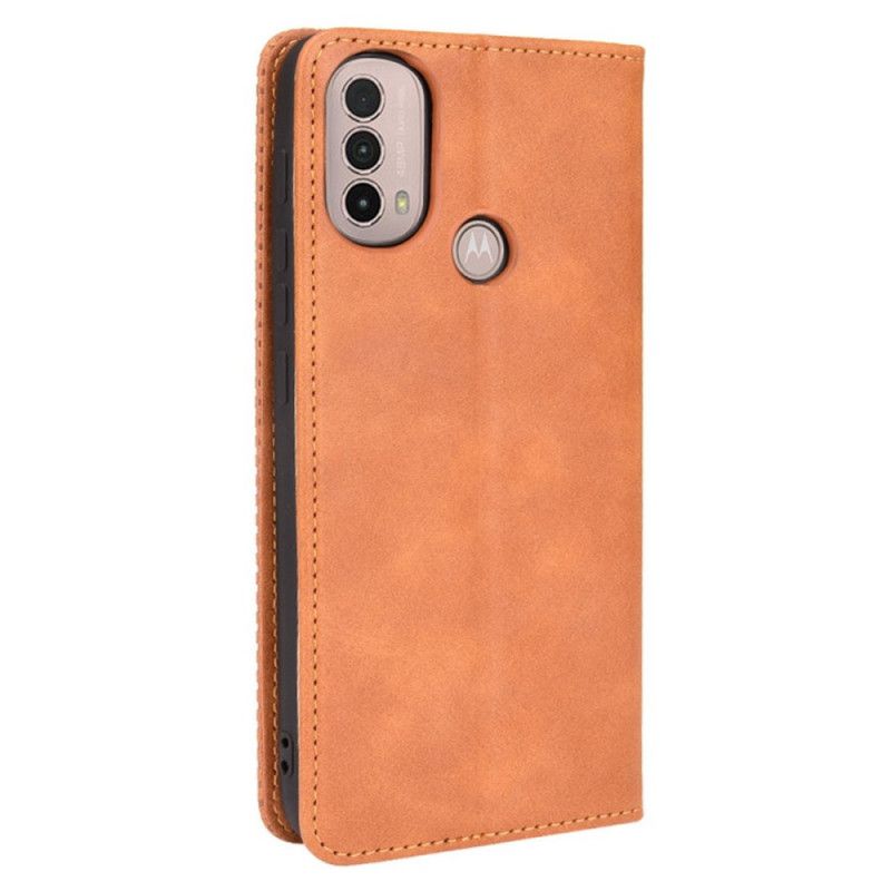 Folio-hoesje Moto E20 / E30 / E40 Gestileerd Vintage Leereffect Bescherming Hoesje