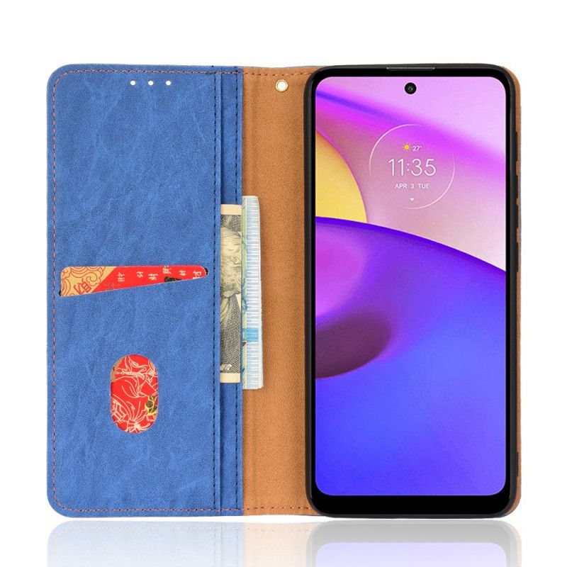 Folio-hoesje Moto E20 / E30 / E40 Kunstleer Bicolor Schuine