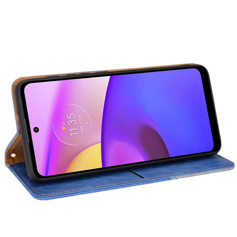 Folio-hoesje Moto E20 / E30 / E40 Kunstleer Bicolor Schuine