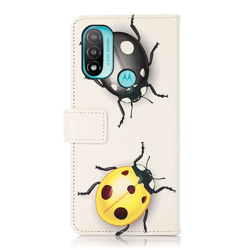 Folio-hoesje Moto E20 / E30 / E40 Lieveheersbeestjes