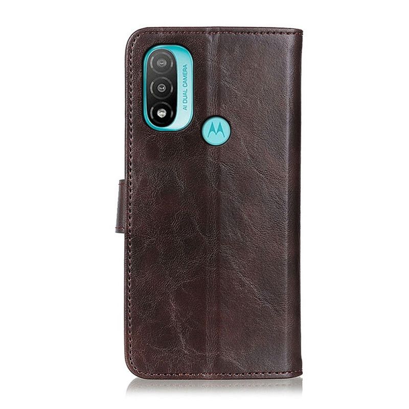 Folio-hoesje Moto E20 / E30 / E40 Telefoonhoesje Bison Leereffect