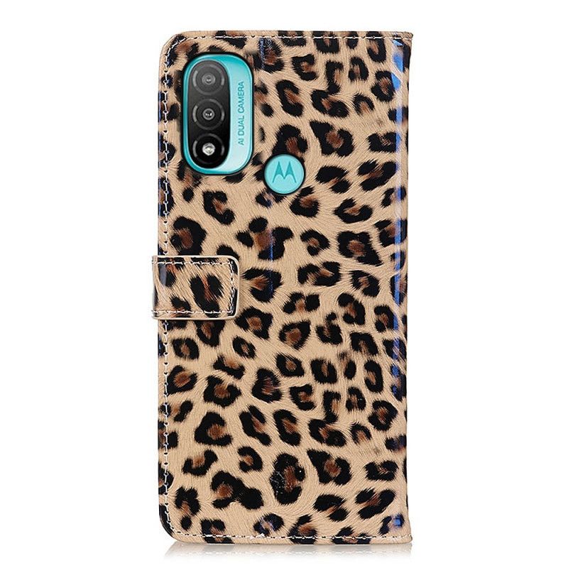 Folio-hoesje Moto E20 / E30 / E40 Telefoonhoesje Eenvoudige Leopard