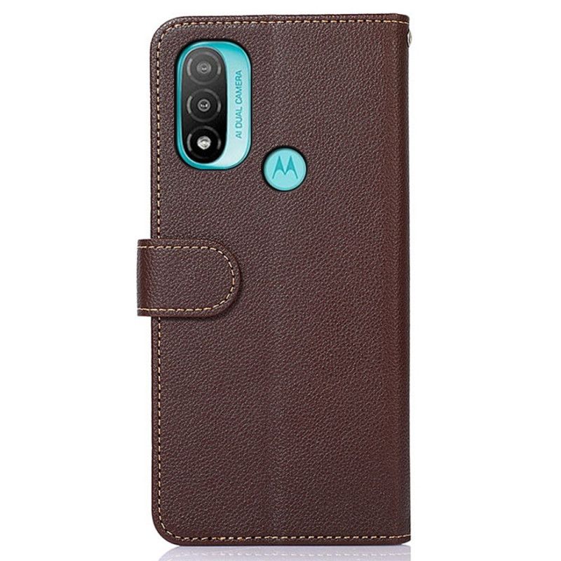 Folio-hoesje Moto E20 / E30 / E40 Telefoonhoesje Lychee-stijl Rfid Khazneh