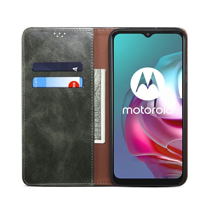 Folio-hoesje Voor Moto E20 / E30 / E40 Gewaxt Kunstleer