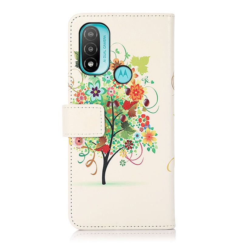 Leren Hoesje Moto E20 / E30 / E40 Bloeiende Boom