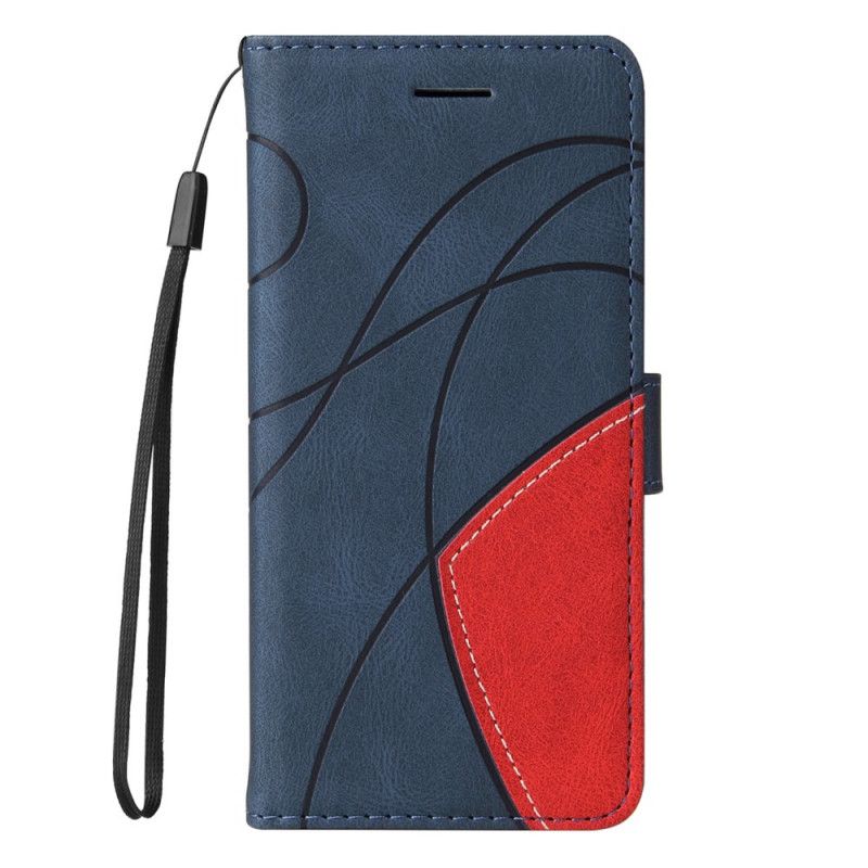 Leren Hoesje Moto E20 / E30 / E40 Signature Tweekleurig Kunstleer Bescherming Hoesje