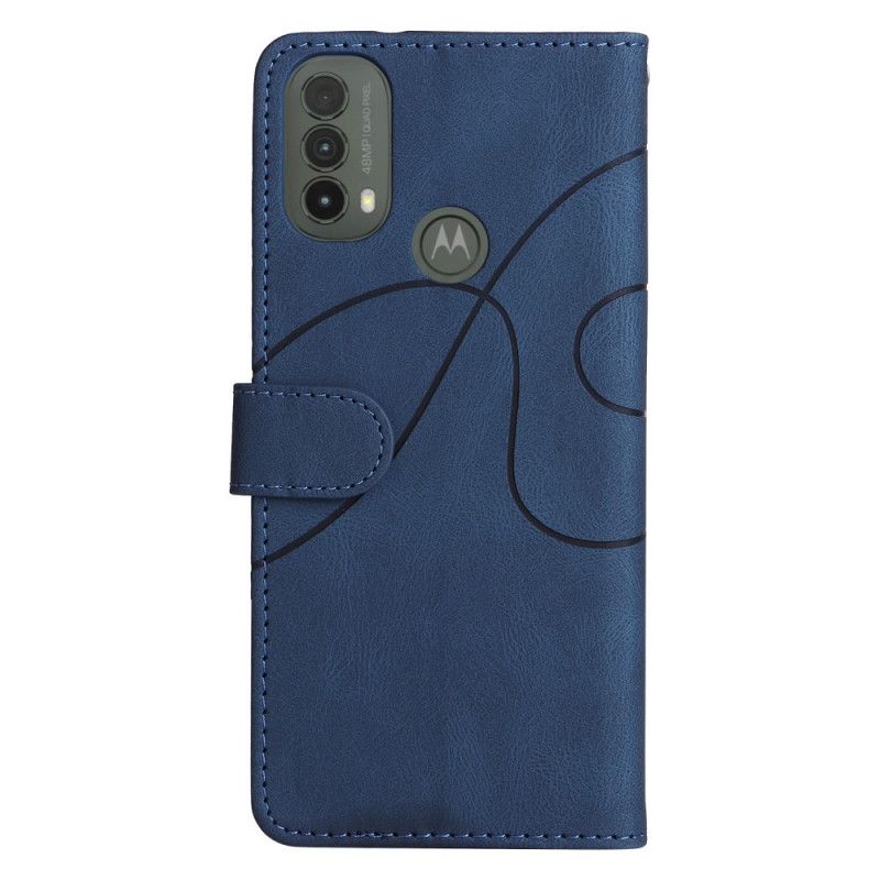 Leren Hoesje Moto E20 / E30 / E40 Signature Tweekleurig Kunstleer Bescherming Hoesje