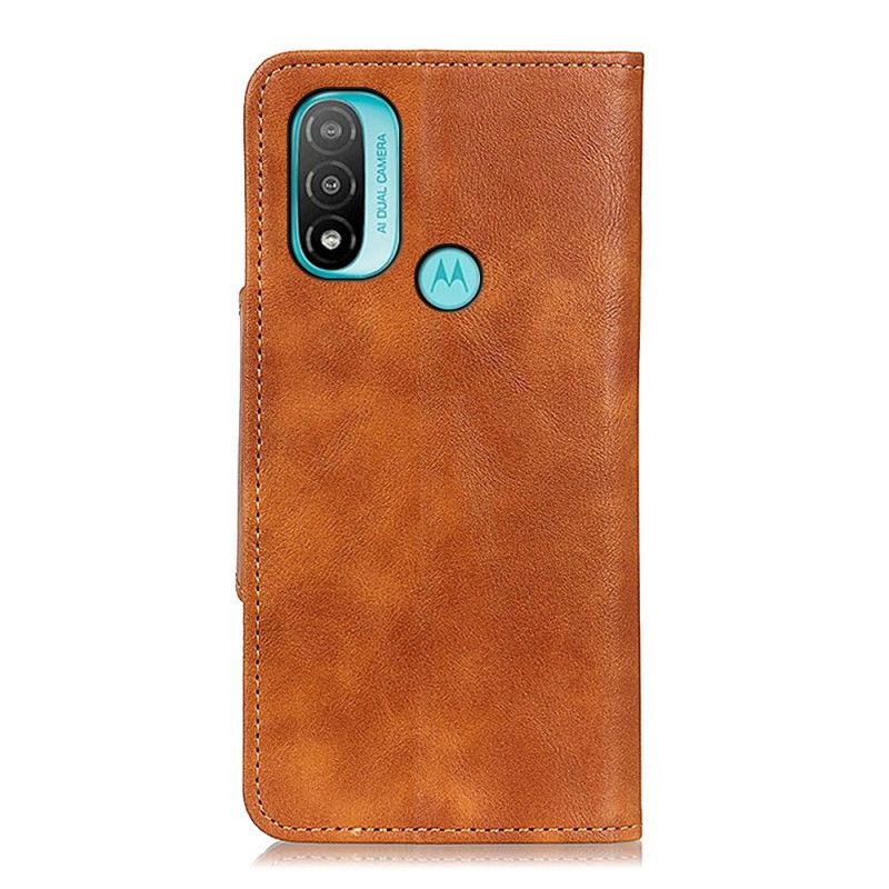 Leren Hoesje Moto E20 / E30 / E40 Vintage Kunstleer En Knoop