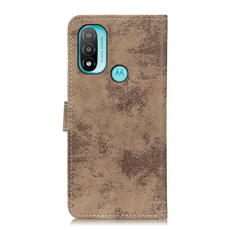 Leren Hoesje Moto E20 / E30 / E40 Vintage Leereffect