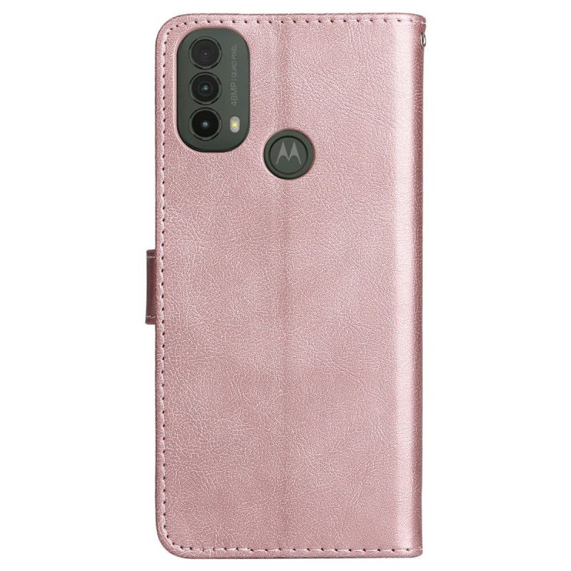 Leren Hoesje Voor Moto E20 / E30 / E40 Lederen Band Met Effect