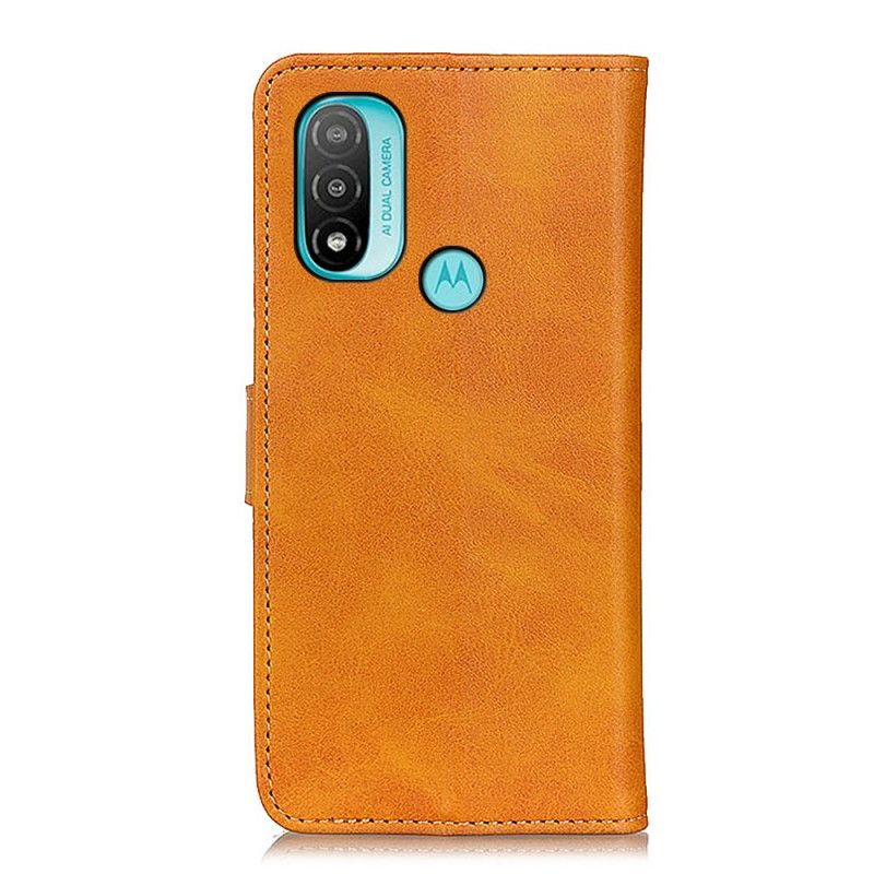 Leren Hoesje Voor Moto E20 / E30 / E40 Retro Mat Leereffect