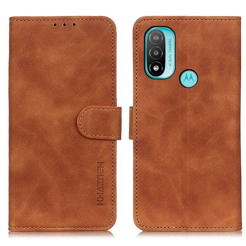 Leren Hoesje Voor Moto E20 / E30 / E40 Vintage Khazneh Leereffect