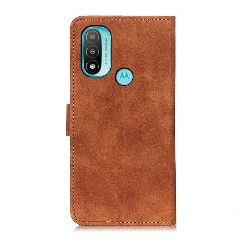 Leren Hoesje Voor Moto E20 / E30 / E40 Vintage Khazneh Leereffect