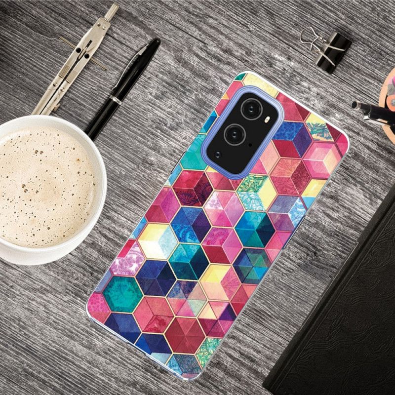 Case Hoesje OnePlus 9 Pro Donkerrood Roze Telefoonhoesje Schilderij