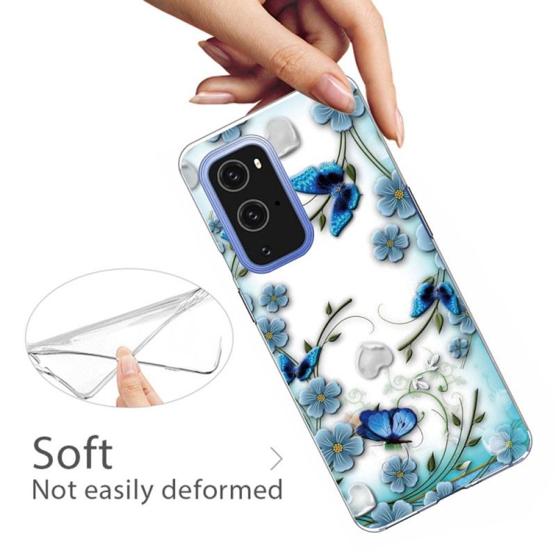 Case Hoesje OnePlus 9 Pro Telefoonhoesje Retro Vlinders En Bloemen