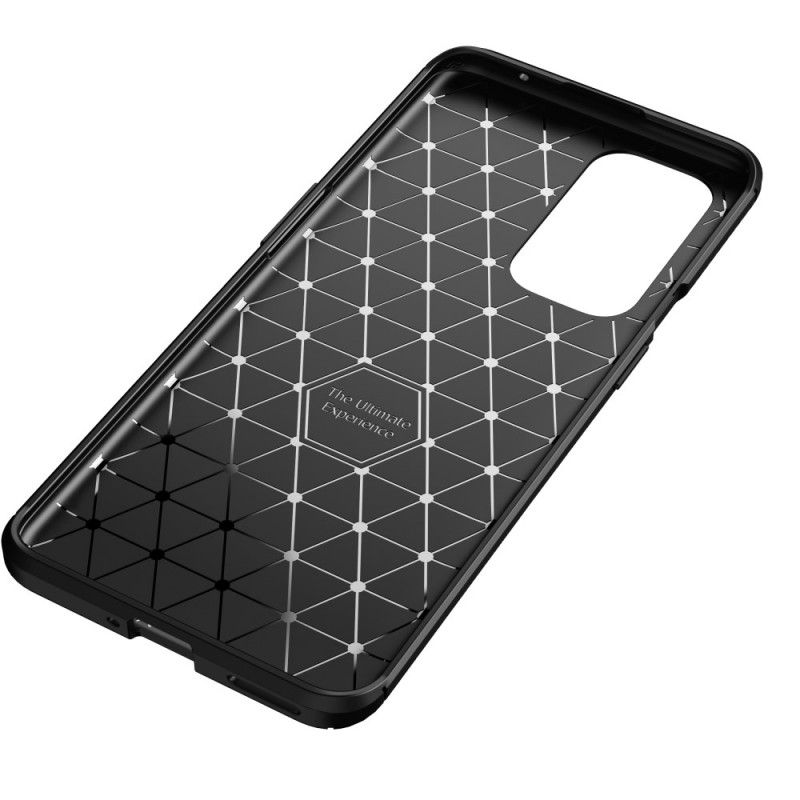 Cover Hoesje OnePlus 9 Pro Donkerblauw Zwart Telefoonhoesje Flexibele Koolstofvezeltextuur