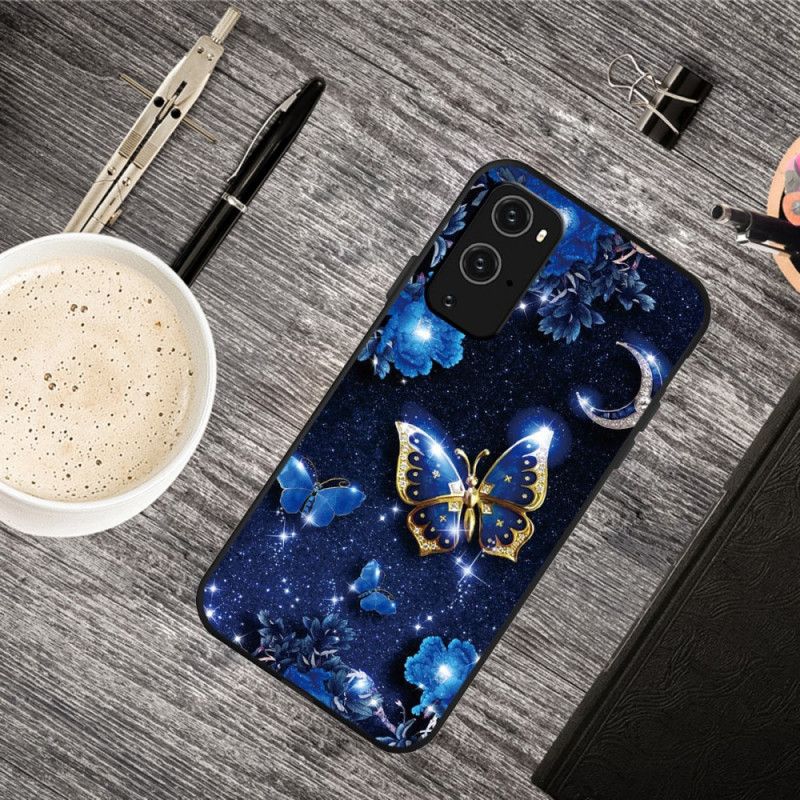 Cover Hoesje OnePlus 9 Pro Telefoonhoesje Gouden Vlinder