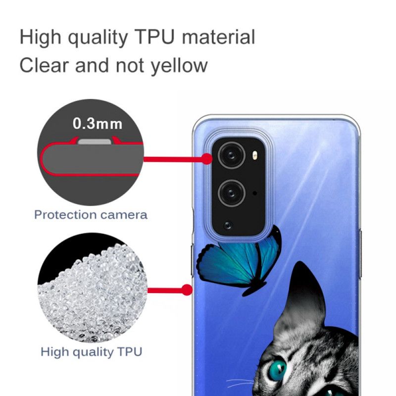 Cover Hoesje OnePlus 9 Pro Telefoonhoesje Kat En Vlinder