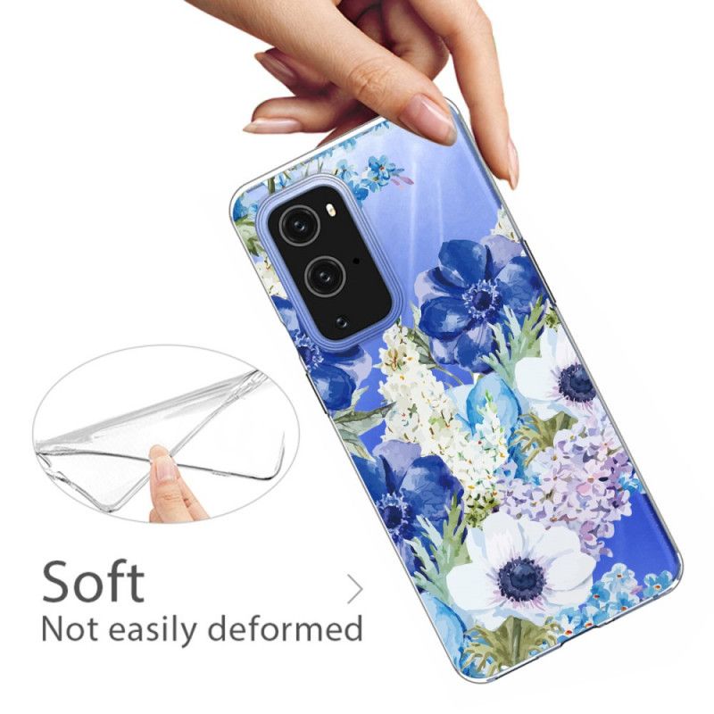 Hoesje OnePlus 9 Pro Aquarel Blauwe Bloemen