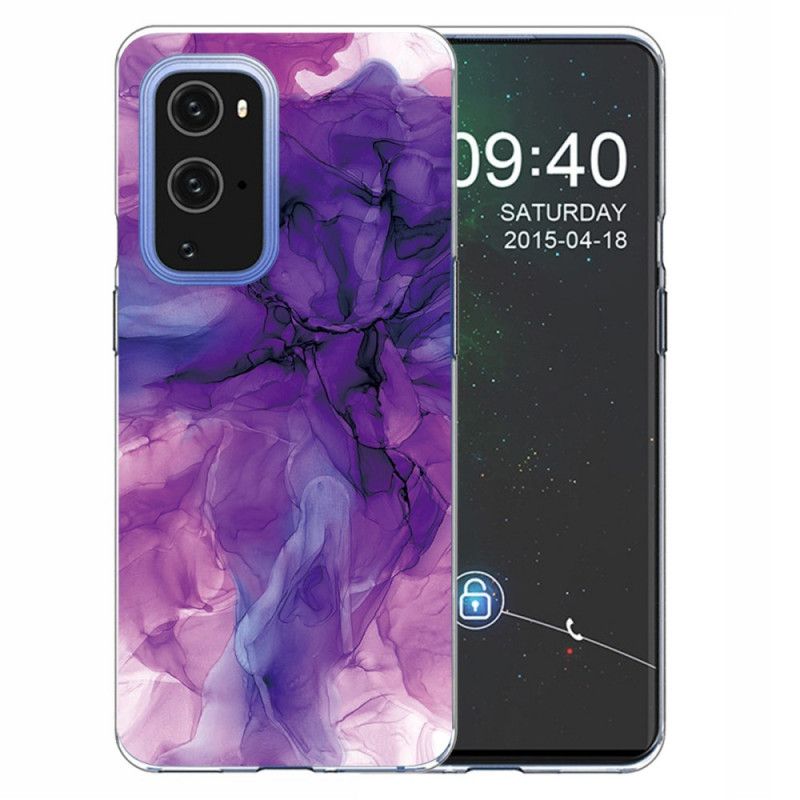 Hoesje OnePlus 9 Pro Magenta Grijs Gekleurd Marmer