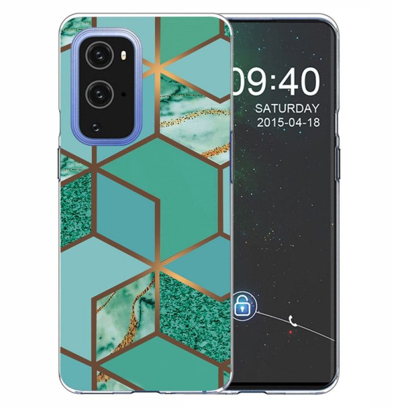 Hoesje voor OnePlus 9 Pro Wit Zwart Geometrisch Marmer