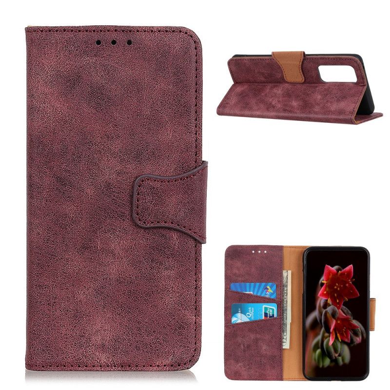 Leren Hoesje OnePlus 9 Pro Bruin Grijs Vintage Splitleer