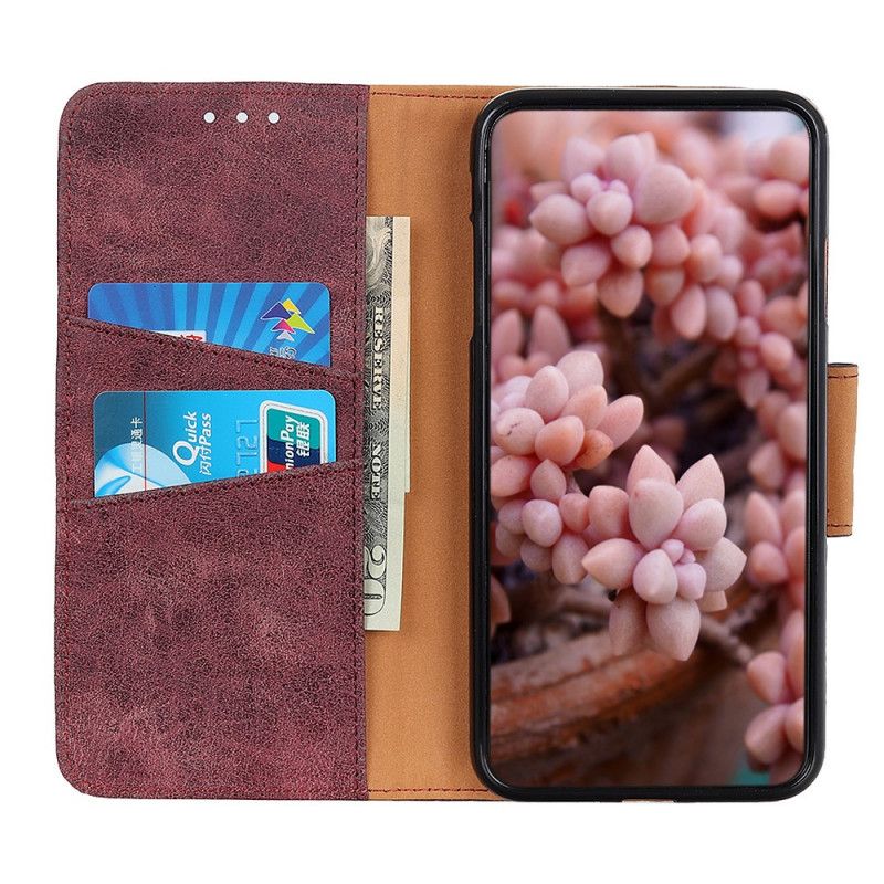 Leren Hoesje OnePlus 9 Pro Bruin Grijs Vintage Splitleer