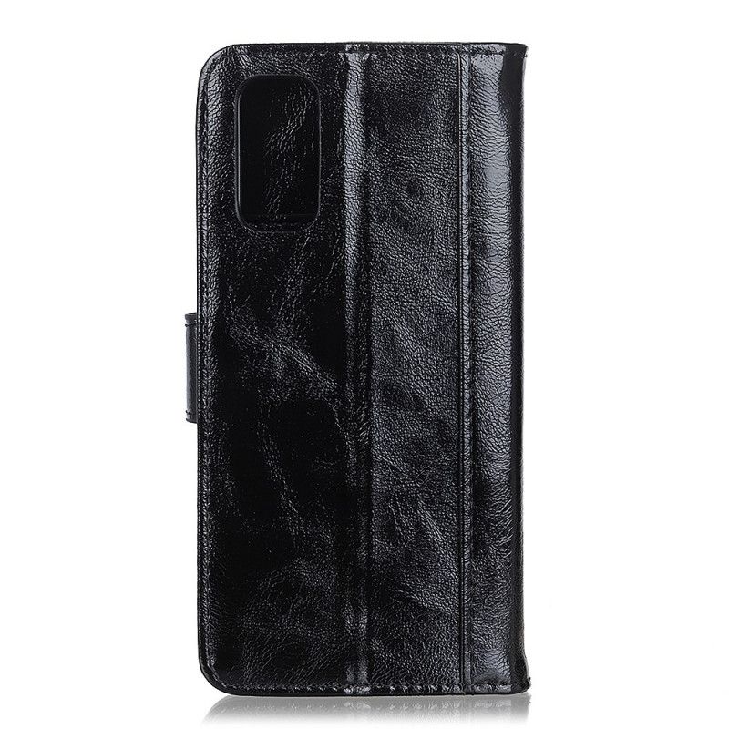Leren Hoesje OnePlus 9 Pro Rood Zwart Telefoonhoesje Glanzend Splitleer