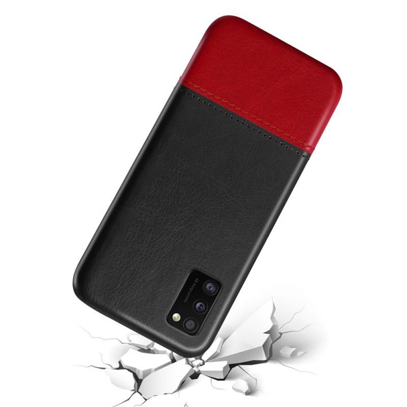 Case Hoesje Samsung Galaxy A41 Rood Zwart Telefoonhoesje Ksq Tweekleurig Leereffect