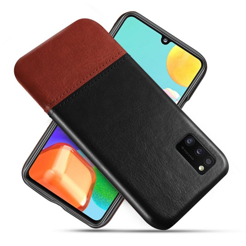 Case Hoesje Samsung Galaxy A41 Rood Zwart Telefoonhoesje Ksq Tweekleurig Leereffect