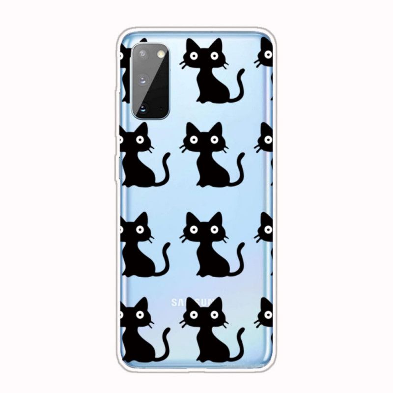 Case Hoesje Samsung Galaxy A41 Telefoonhoesje Meerdere Zwarte Katten