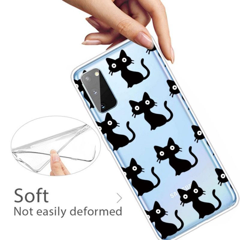 Case Hoesje Samsung Galaxy A41 Telefoonhoesje Meerdere Zwarte Katten