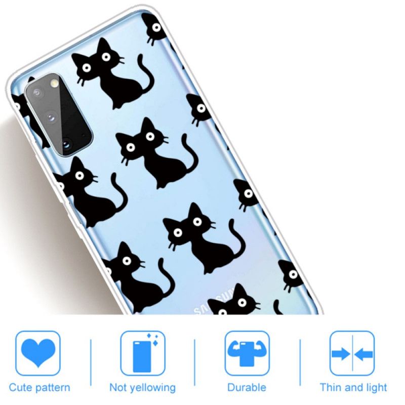 Case Hoesje Samsung Galaxy A41 Telefoonhoesje Meerdere Zwarte Katten