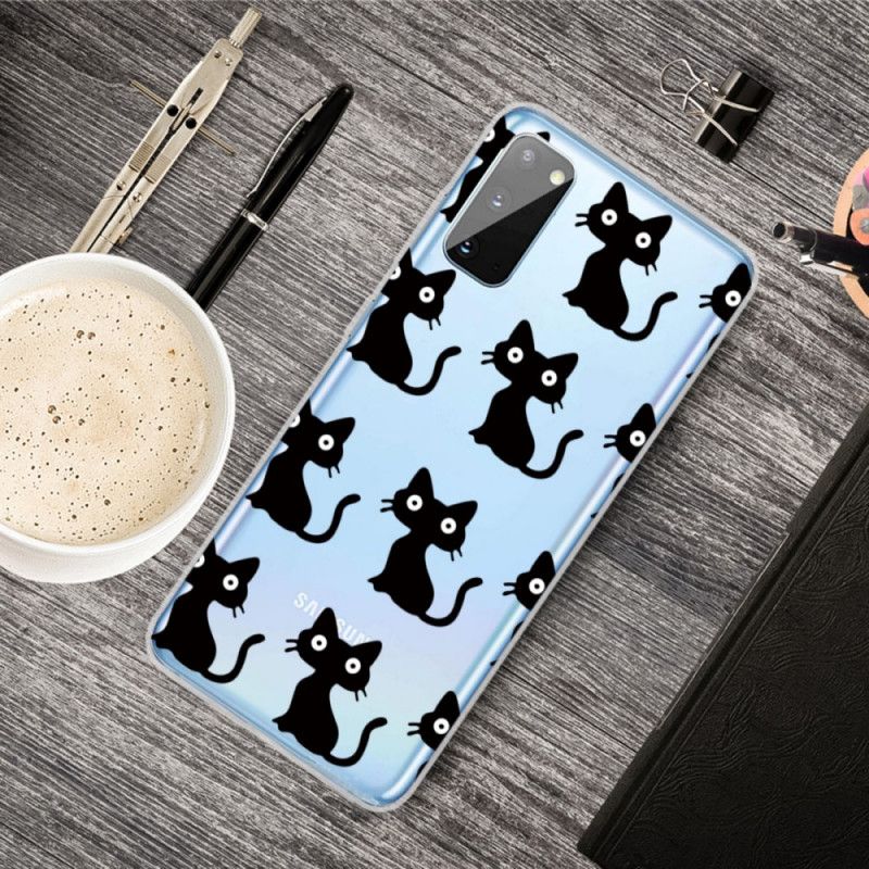 Case Hoesje Samsung Galaxy A41 Telefoonhoesje Meerdere Zwarte Katten