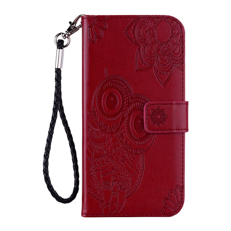 Cover Folio-hoesje Samsung Galaxy A41 Rood Grijs Telefoonhoesje Uil Mandala En String