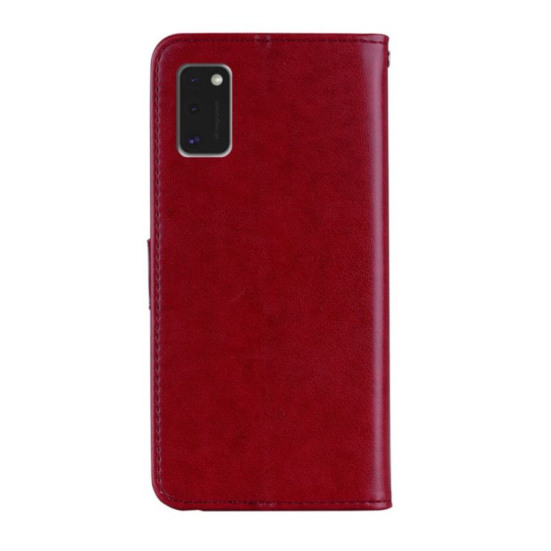 Cover Folio-hoesje Samsung Galaxy A41 Rood Grijs Telefoonhoesje Uil Mandala En String