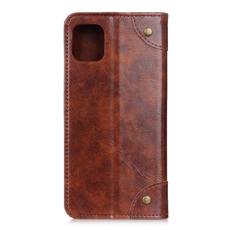 Folio-hoesje voor Samsung Galaxy A41 Donkerblauw Zwart Vintage Klinknagelversie