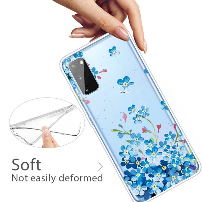 Hoesje Samsung Galaxy A41 Blauwe Bloemen