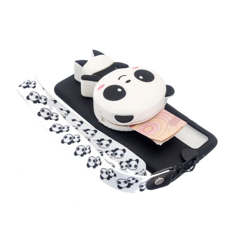 Hoesje voor Samsung Galaxy A41 3D Panda Met Karabijnhaak