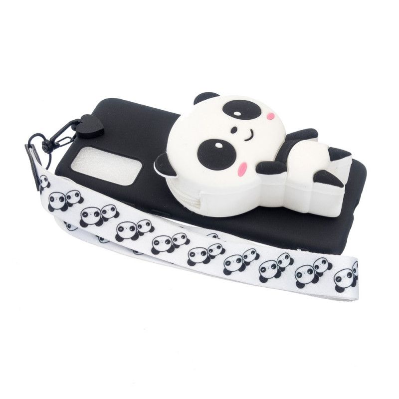 Hoesje voor Samsung Galaxy A41 3D Panda Met Karabijnhaak