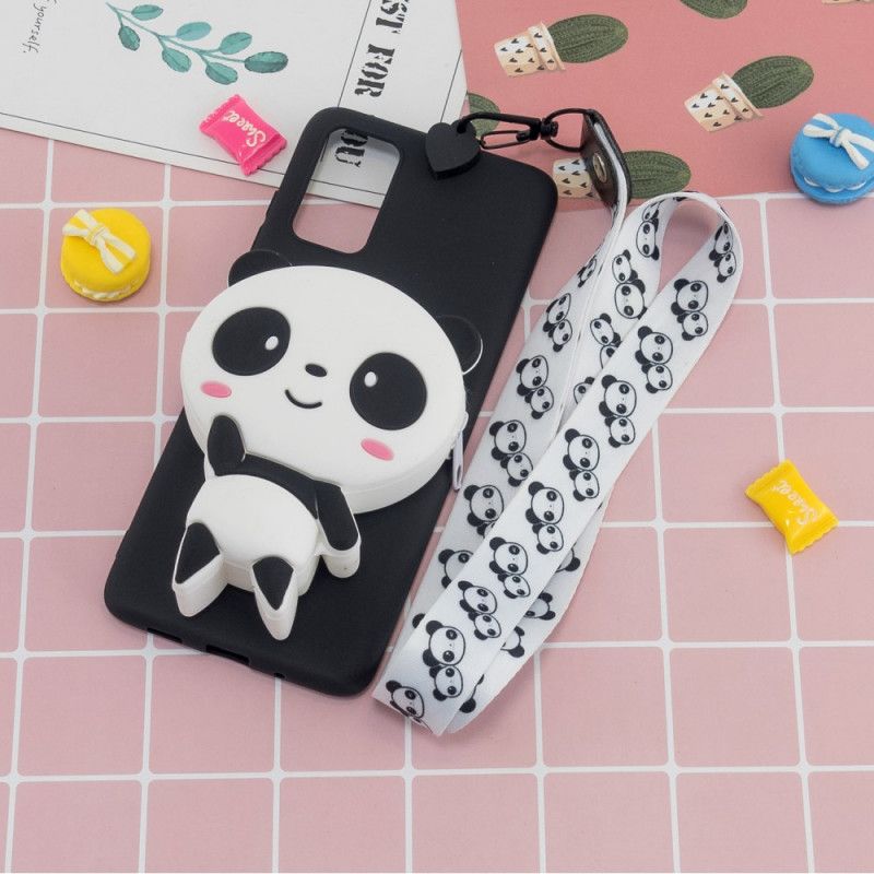 Hoesje voor Samsung Galaxy A41 3D Panda Met Karabijnhaak