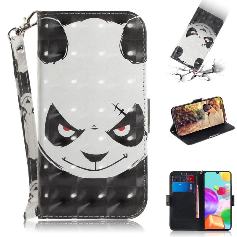 Leren Hoesje Samsung Galaxy A41 Boze Panda Met String