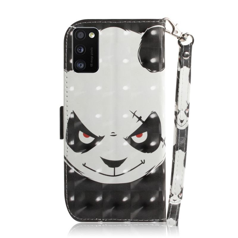 Leren Hoesje Samsung Galaxy A41 Boze Panda Met String