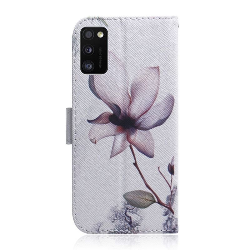 Leren Hoesje Samsung Galaxy A41 Oud Roze Bloem