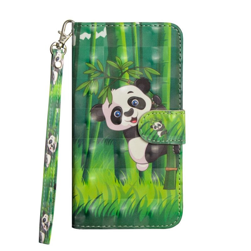 Leren Hoesje Samsung Galaxy A41 Panda En Bamboe