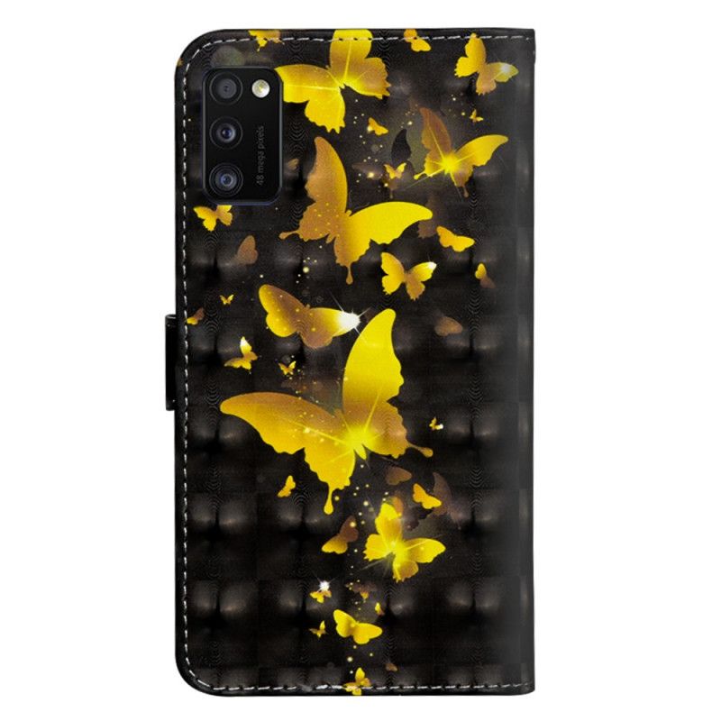 Leren Hoesje Samsung Galaxy A41 Telefoonhoesje Gele Vlinders