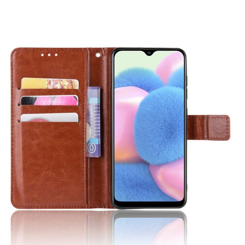 Leren Hoesje voor Samsung Galaxy A41 Bruin Zwart Flitsend Kunstleer