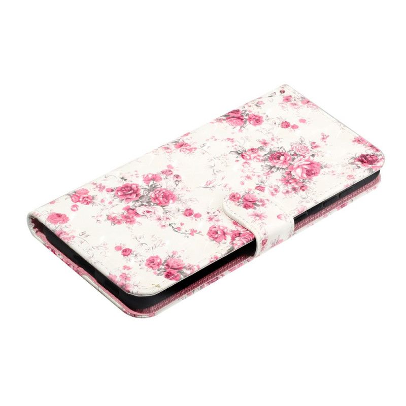 Bescherming Hoesje Samsung Galaxy S21 5G Telefoonhoesje Bloemen Lichtvlekjes Met Riempje