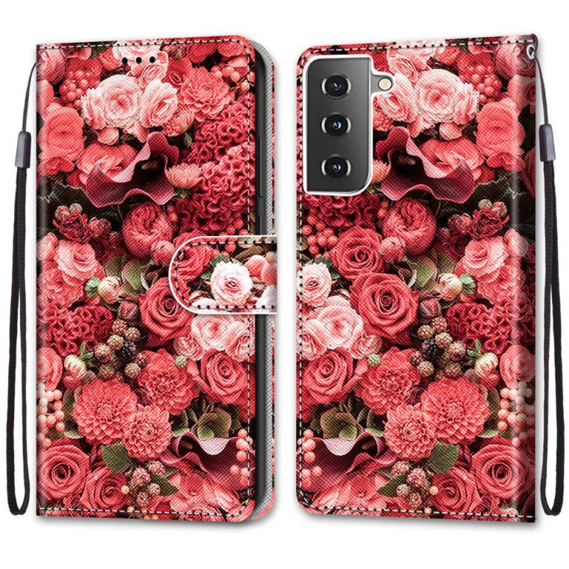 Bescherming Hoesje Samsung Galaxy S21 5G Telefoonhoesje Bloemenromantiek