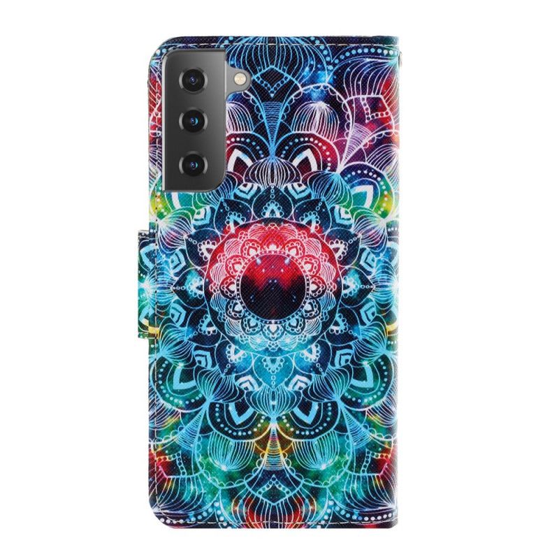 Bescherming Hoesje Samsung Galaxy S21 5G Telefoonhoesje Flitsende Mandala Met String